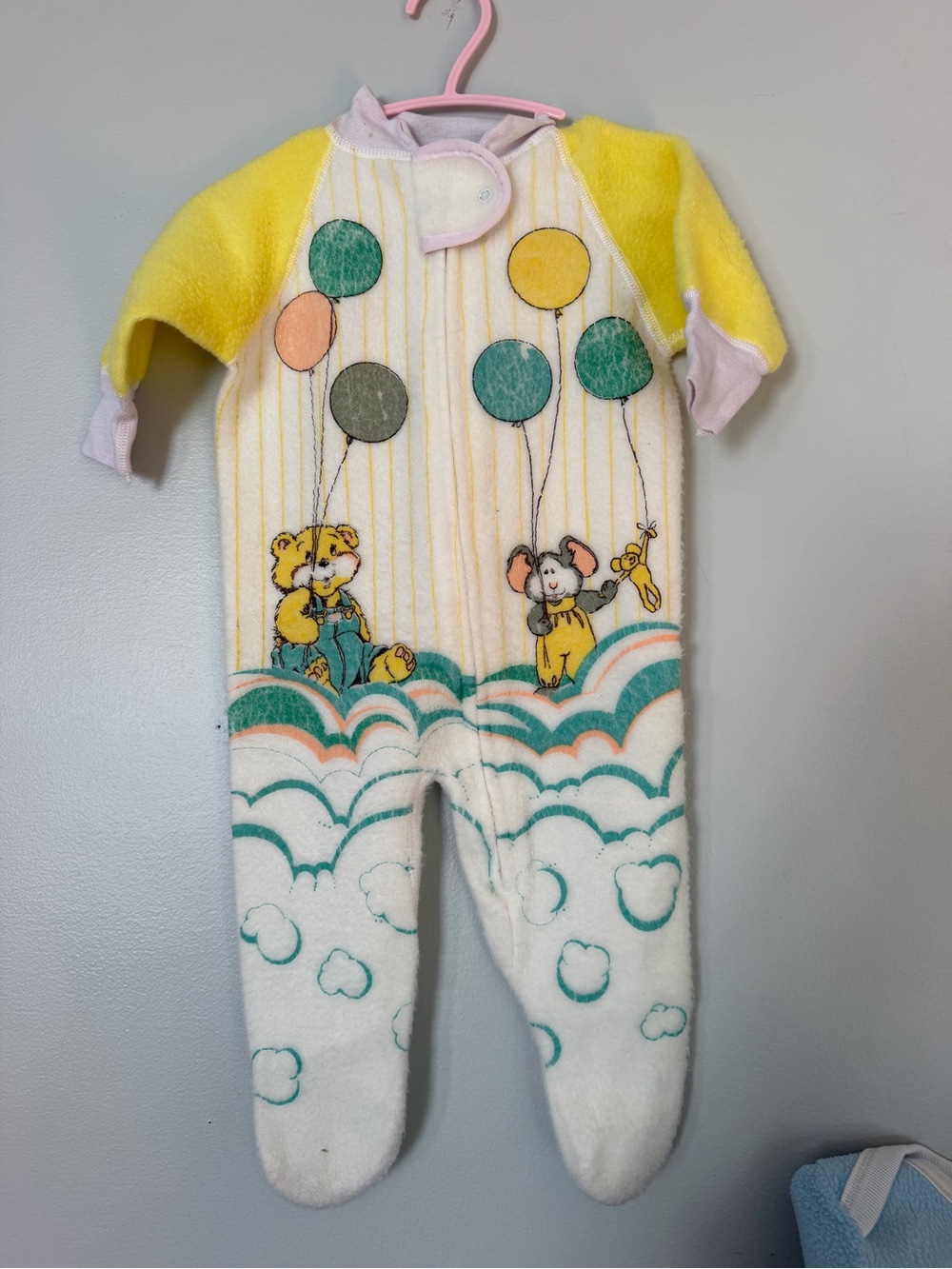 Vintage Baby One-Piece Sleep & Play in Yellow with Balloon Print